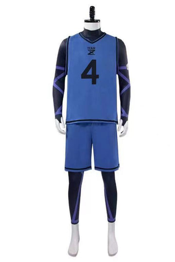 Blue Lock Costume Hyouma Chigiri Jersey Cosplay Number 4 Blue Uniform Outfits Halloween Carnival Suit